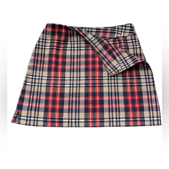 The Limited Wool-Blend Plaid Skirt Size 8 | Fall Winter Classic Side Zip Mini - Picture 3 of 3